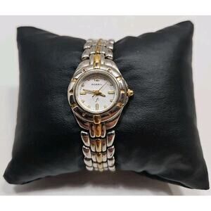 Fossil Gold Rhinestone Studded Watch White Band Rhinestone silver faced Fossil watch with white silicone  main image 4
